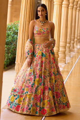 Charming Multicolored Thread And Sequins Embroidered Floral Lehenga - Joshindia