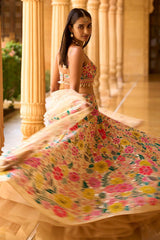 Charming Multicolored Thread And Sequins Embroidered Floral Lehenga - Joshindia