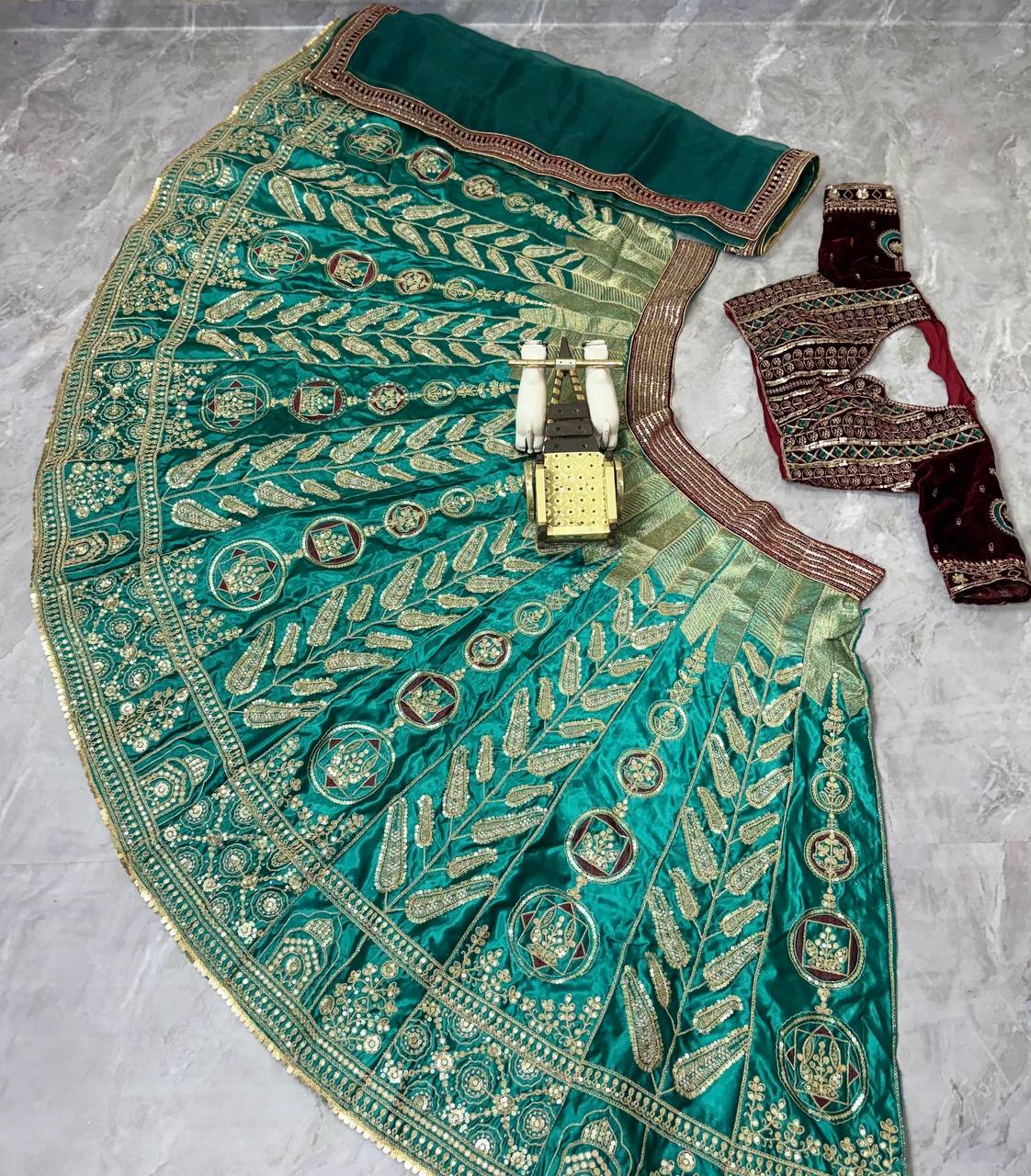 Green Premium Japan Satin Silk Lehenga Choli for Women