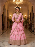 Pink Premium Faux Georgette Lehenga Choli for Women