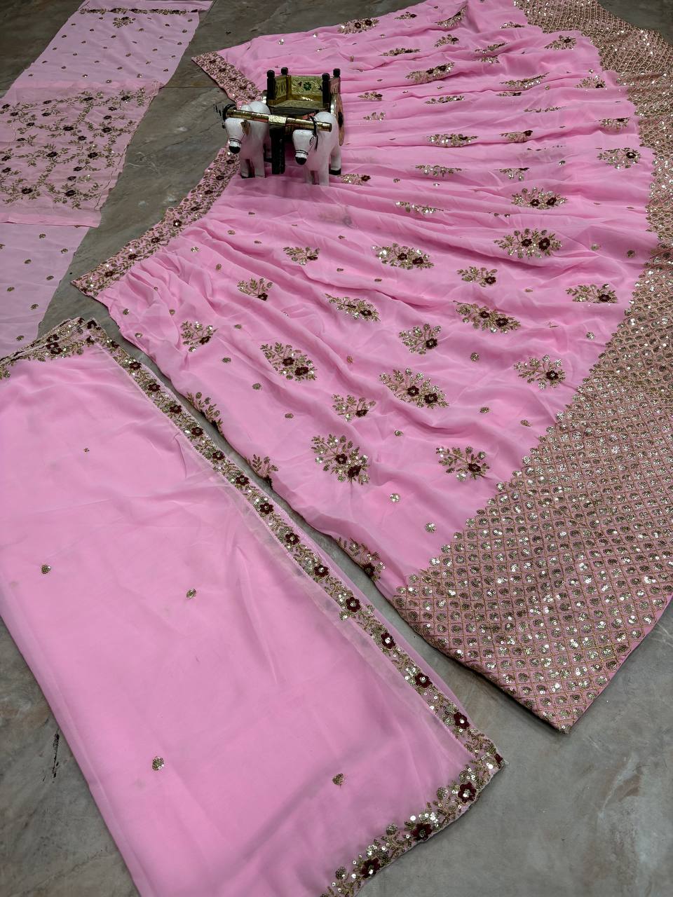 Pink Premium Faux Georgette Lehenga Choli for Women