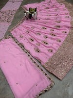 Pink Premium Faux Georgette Lehenga Choli for Women