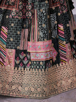 Black Multicolor Designer Printed Embroidered Lehenga Choli