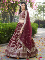 beautifully crafted Maroon dola silk jacquard Lehenga Choli