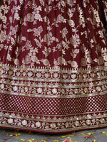 beautifully crafted Maroon dola silk jacquard Lehenga Choli