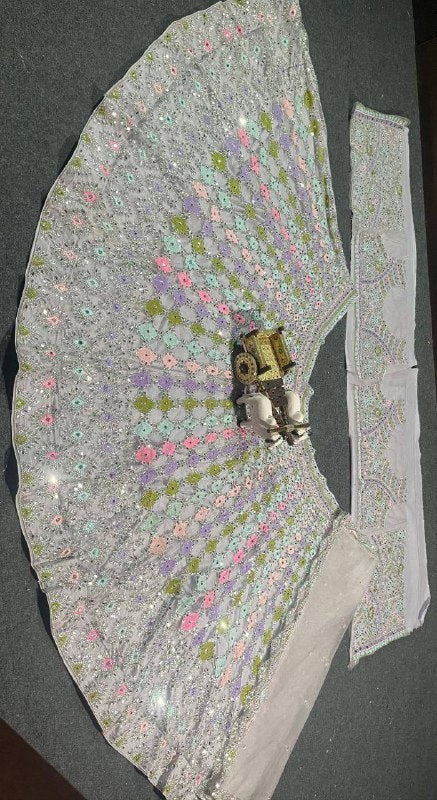 Designer Butterfly Net Real Mirror Embroidered Sequins Lehenga Choli