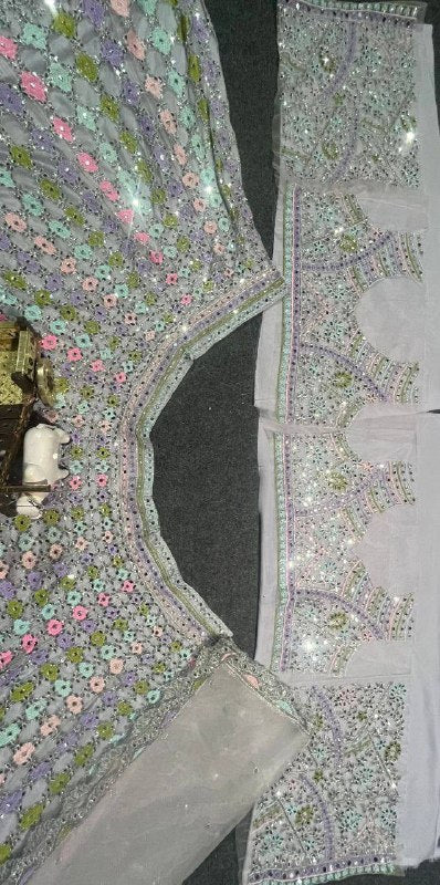 Designer Butterfly Net Real Mirror Embroidered Sequins Lehenga Choli