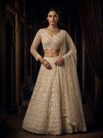 White Color Designer Butterfly Net Lehenga Choli for Women