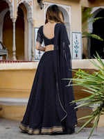 Black Leheriya Wave Designer Lehenga Set for Wedding & Festive Wear