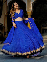 Blue Leheriya Wave Designer Lehenga Set for Wedding & Festive Wear