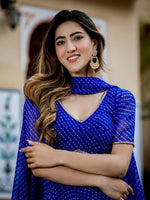 Blue Leheriya Wave Designer Lehenga Set for Wedding & Festive Wear