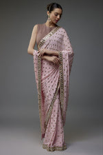 Light Color Designer Party Wear Embroidery Saree