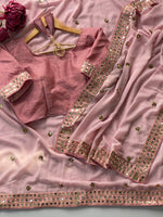 Light Color Designer Party Wear Embroidery Saree