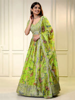 elegant multicolor Organza floral prints Lehenga Choli