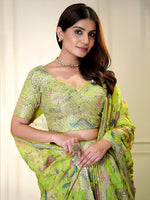 elegant multicolor Organza floral prints Lehenga Choli