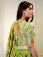 elegant multicolor Organza floral prints Lehenga Choli