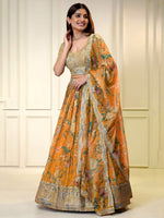 elegant multicolor Organza floral prints Lehenga Choli