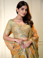 elegant multicolor Organza floral prints Lehenga Choli