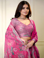 elegant multicolor Organza floral prints Lehenga Choli