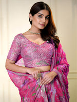 elegant multicolor Organza floral prints Lehenga Choli