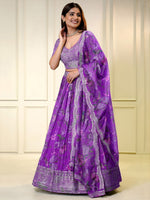 elegant multicolor Organza floral prints Lehenga Choli