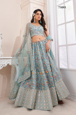 Elegant Turquoise Blue Color Lehenga Choli For Wedding - Joshindia
