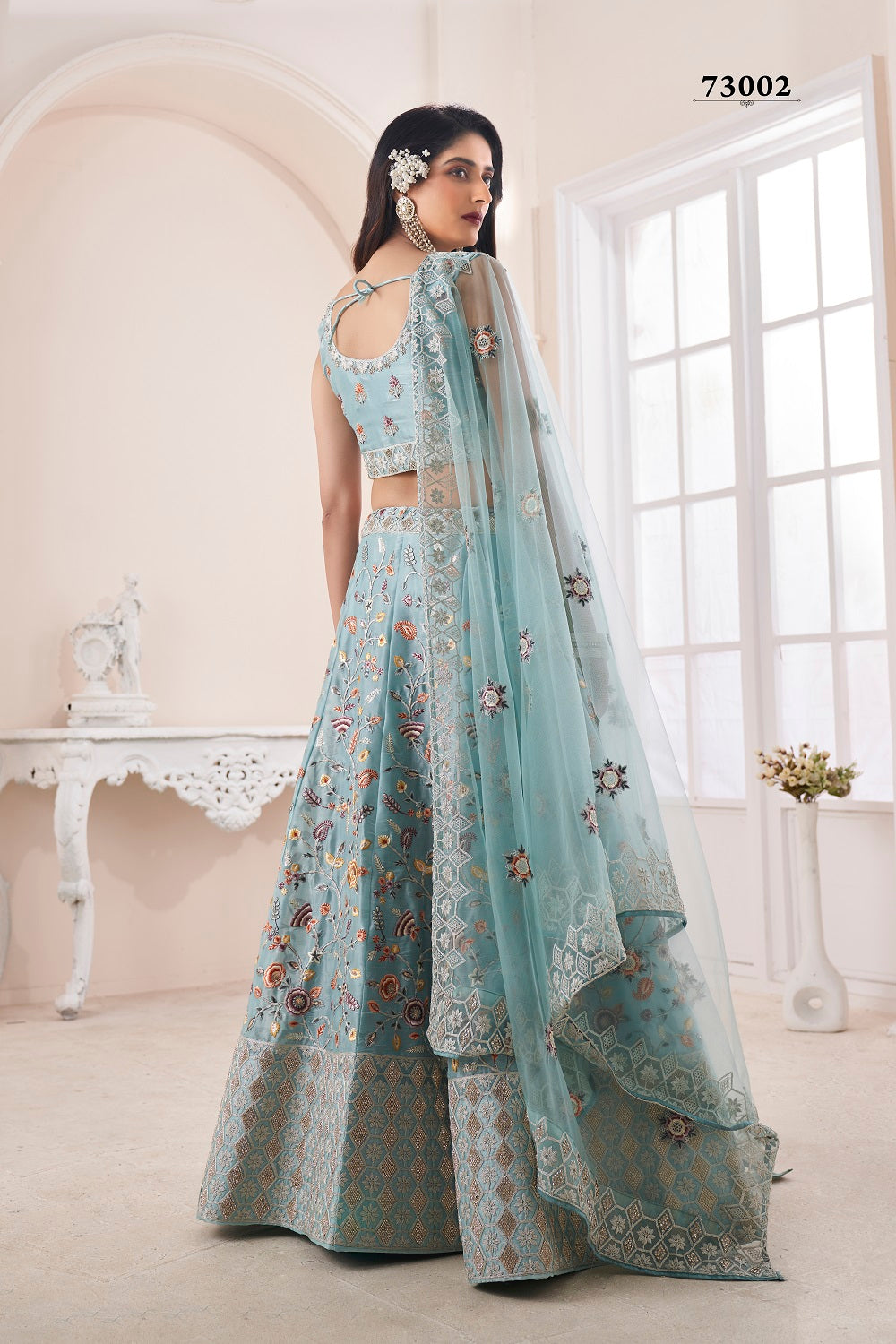 Elegant Turquoise Blue Color Lehenga Choli For Wedding - Joshindia