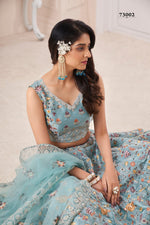 Elegant Turquoise Blue Color Lehenga Choli For Wedding - Joshindia