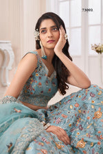Elegant Turquoise Blue Color Lehenga Choli For Wedding - Joshindia