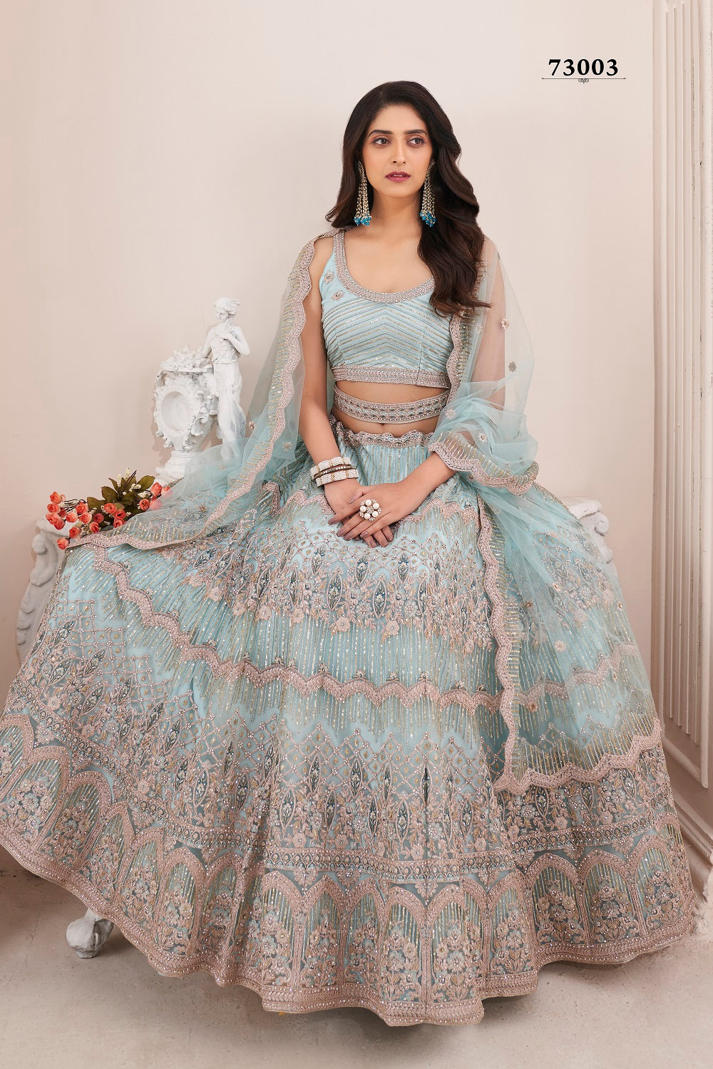 Premium Turquoise Blue Color Heavy Designer Lehenga Choli Buy Online - Joshindia