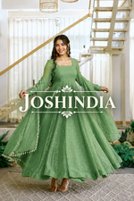 Gown with Pent &amp; Dupatta Set – Elegant Ethnic Wear with Foil Work