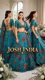 Teal Blue Floral Digital Print Georgette Lehenga Choli Sequins Work Semi Stitched