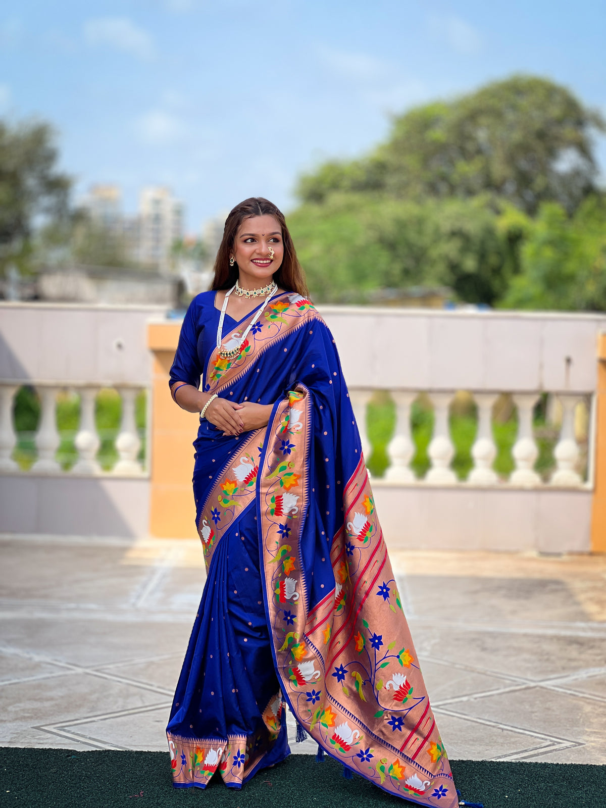Rajhans Woven Design Silk Blend Paithani Saree