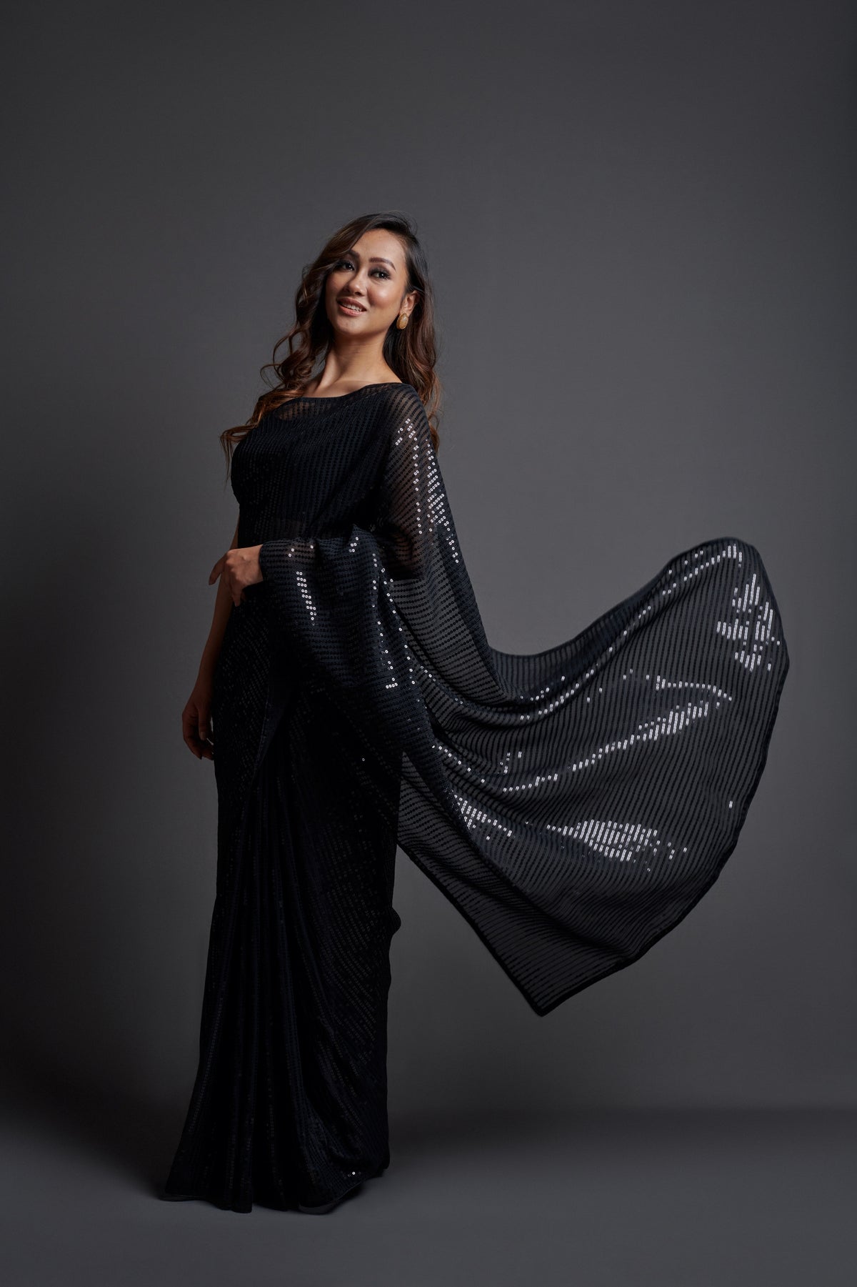 Buy Black Sequin Saree online at Best Prices in India - Joshindia