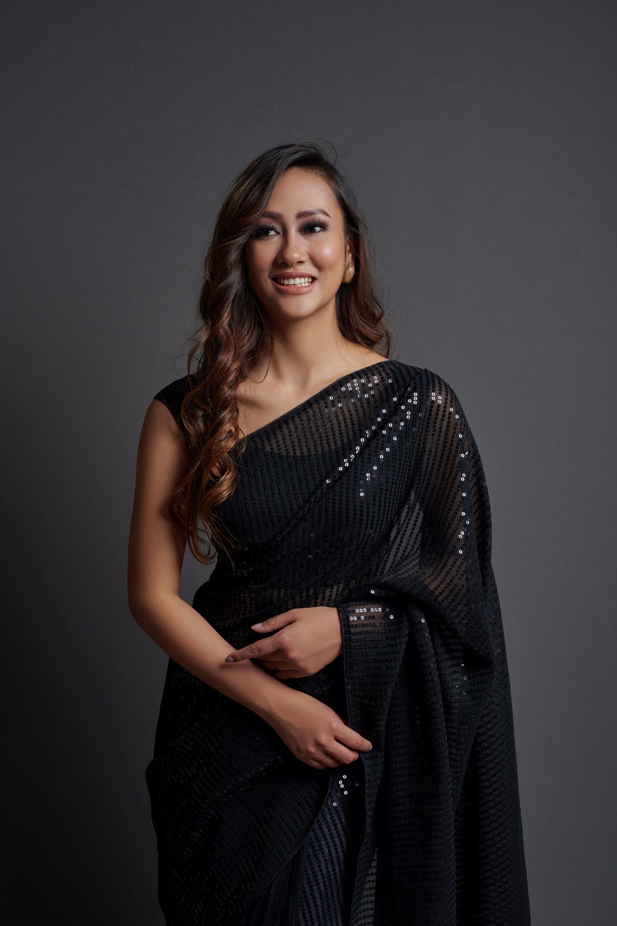 Buy Black Sequin Saree online at Best Prices in India - Joshindia