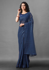 Buy Navy Blue Embellished Saree online in India - Joshindia