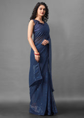 Buy Navy Blue Embellished Saree online in India - Joshindia