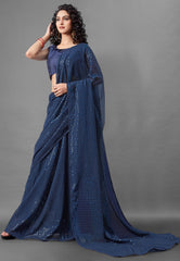 Buy Navy Blue Embellished Saree online in India - Joshindia