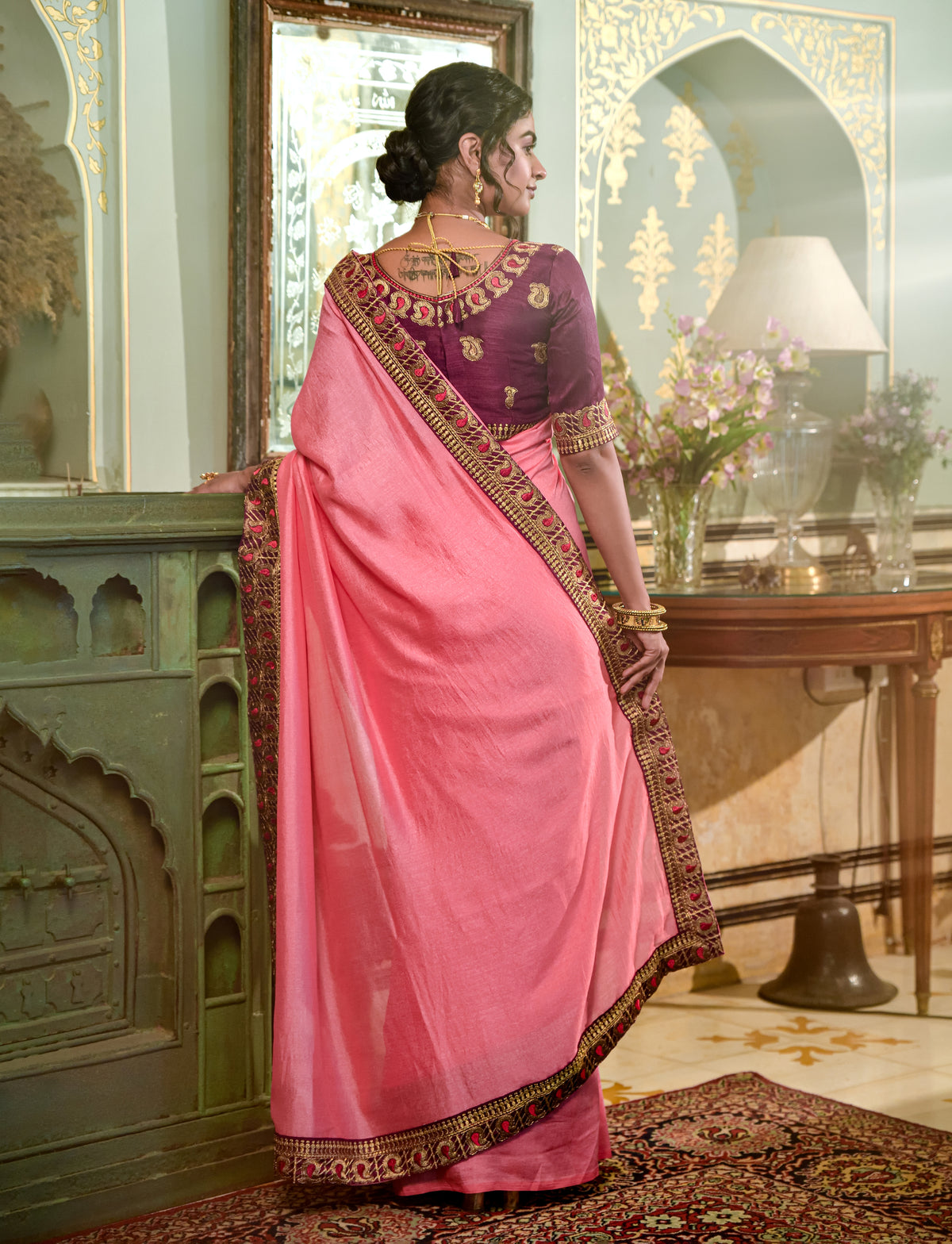 Buy Fancy Pink Saree for women Online - Joshindia