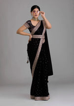 Black Saree - Black Designer Sarees Online - JOSHINDIA - Joshindia