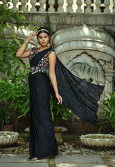 Black Saree - Black Designer Sarees Online - JOSHINDIA - Joshindia