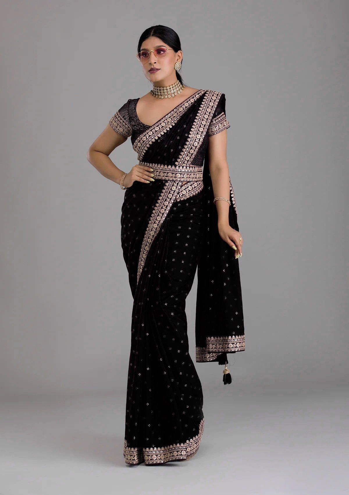 Black Saree - Black Designer Sarees Online - JOSHINDIA - Joshindia