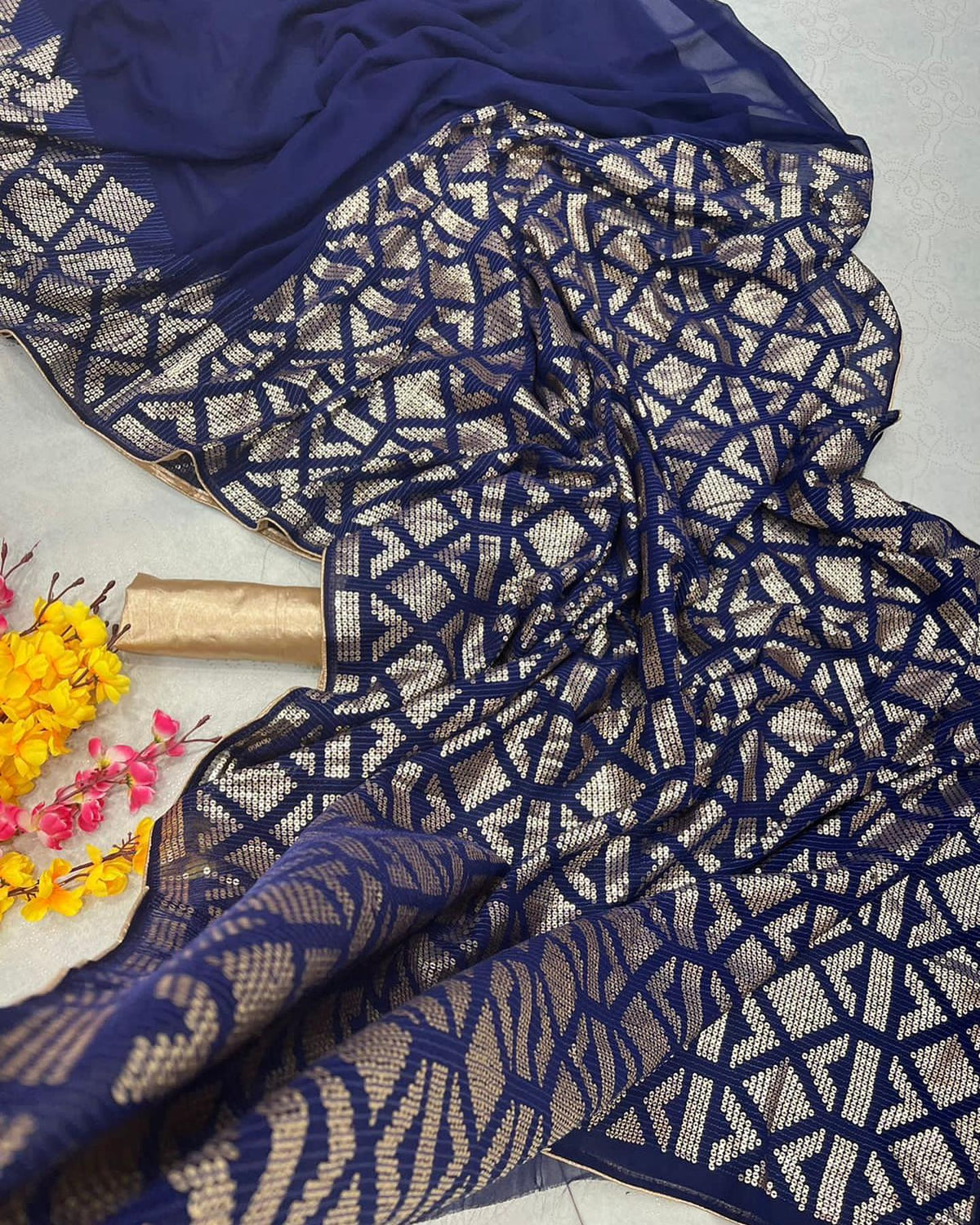 Buy Trendy Blue Saree Online in India - JOSHINDIA - Joshindia