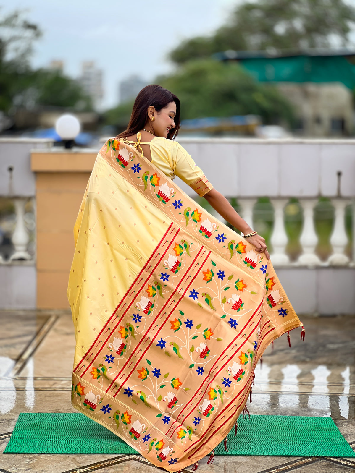 Rajhans Woven Design Silk Blend Paithani Saree