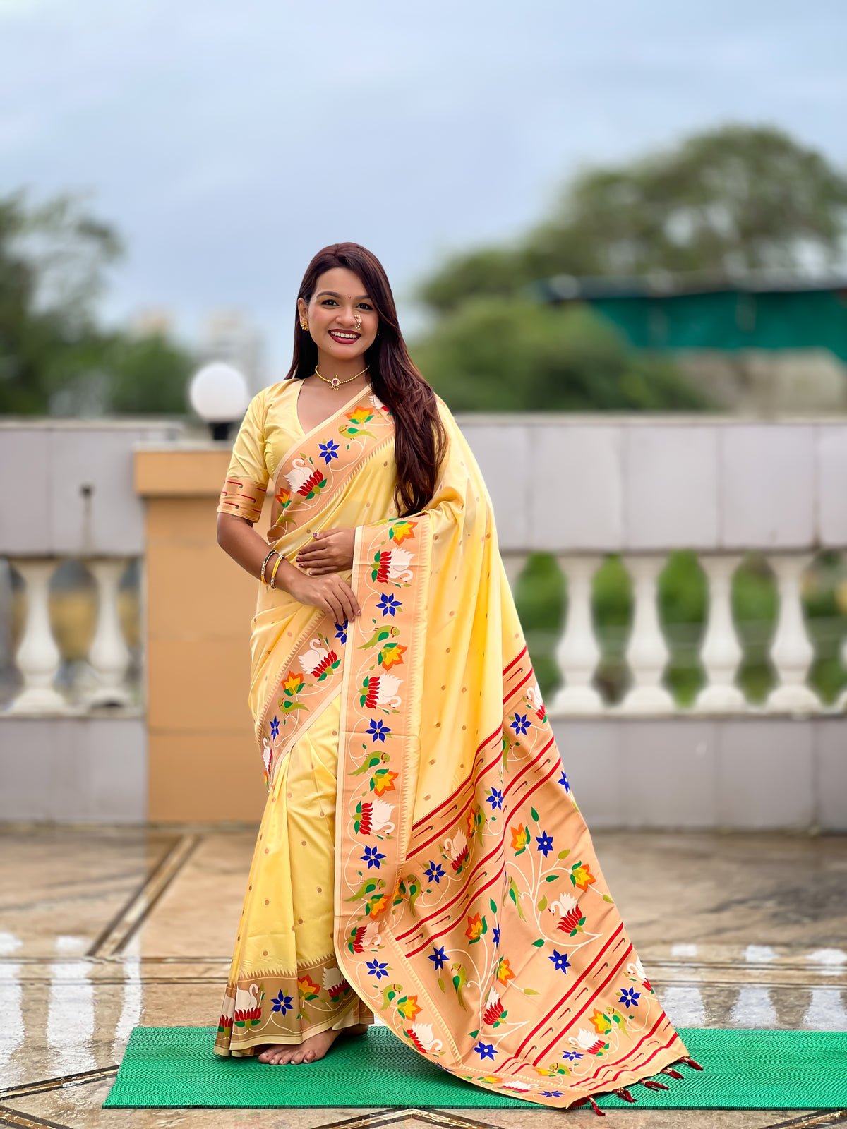 Rajhans Woven Design Silk Blend Paithani Saree