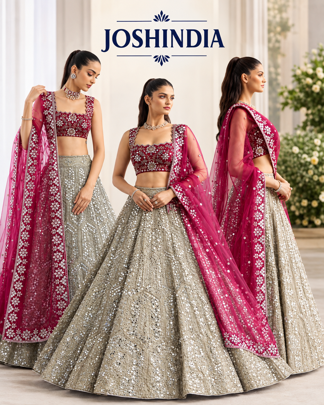 Premium Faux Georgette Lehenga with Sequins Embroidery &amp; Butterfly Net Dupatta