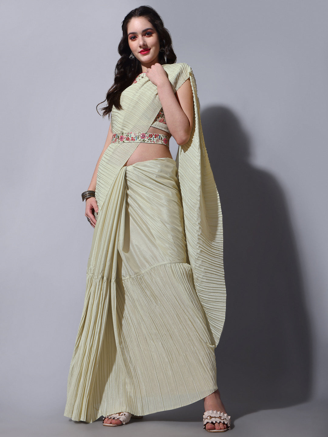 Buy Trendy Cream Saree Online in India -JOSHINDIA - Joshindia