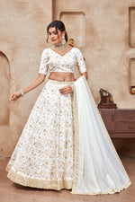 Lovely White Sequins & EmbroideredLehenga - Joshindia
