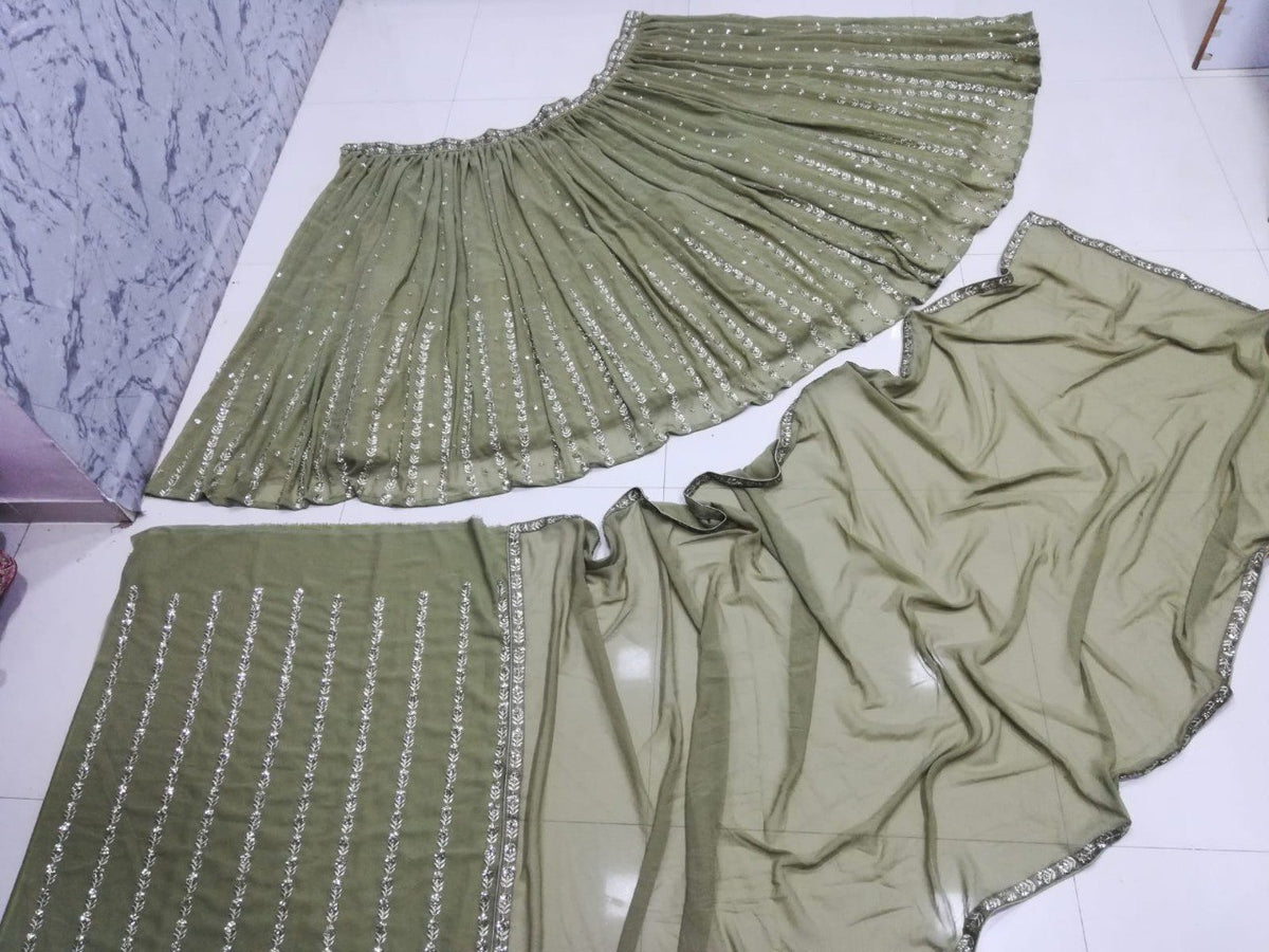 Green Color Designer Georgette Lehenga Choli