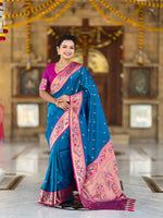 Woven Design Silk Blend Paithani Saree